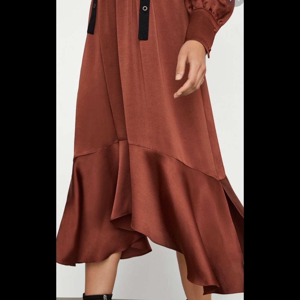 🔥Bcbgmaxazaria Bronze Midi Grommet Belt Dr - Picture 7 of 8